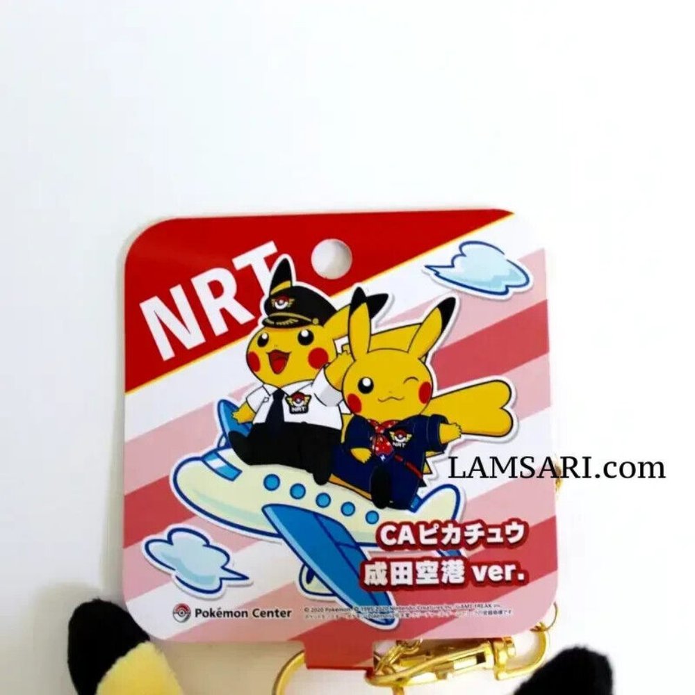 Pokemon Center Original Pikachu Flight Attendant Plush Keychain Narita Red Scarf - Picture 5 of 6